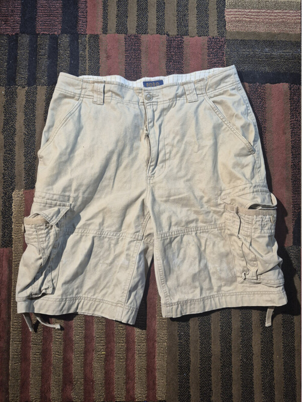 No Boundaries Cargo Shorts Men's 36 Khaki Cotton Drawstring
